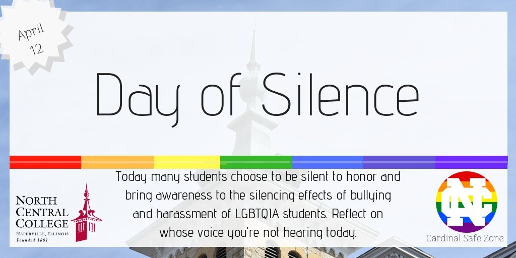 NCSafeZone's tweet photo. Today is the Day of Silence. Think about the voices you are not hearing today, not the ones you are. https://t.co/9swYfmDbDe