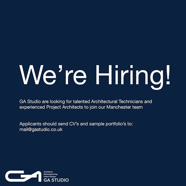 We're Hiring!

Applicants to send CV and sample portfolio to mail@gastudio.co.uk
#job #architecture #architect #technician #ribanorthwest #riba #vacancies #job #design bit.ly/2CS1CFE