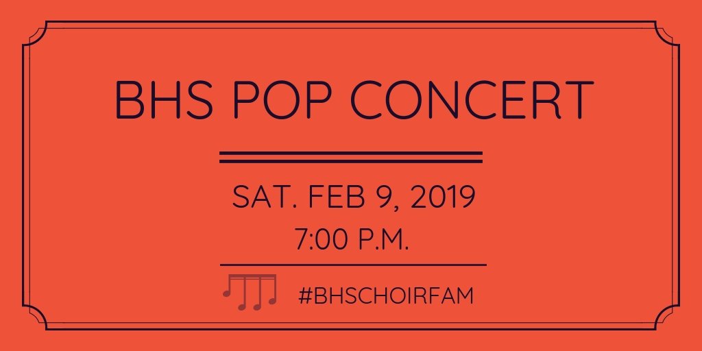 BolivarHSChoir's tweet photo. Join us next Saturday, 2/9, for the annual BHS Pop Concert. You won't want to miss this exciting program featuring songs by Queen, Ben E. King, John Denver, Justin Bieber, Cyndi Lauper and MORE! See you there! #BHSChoirFam #GoLiberators https://t.co/aQA5gjuDs0