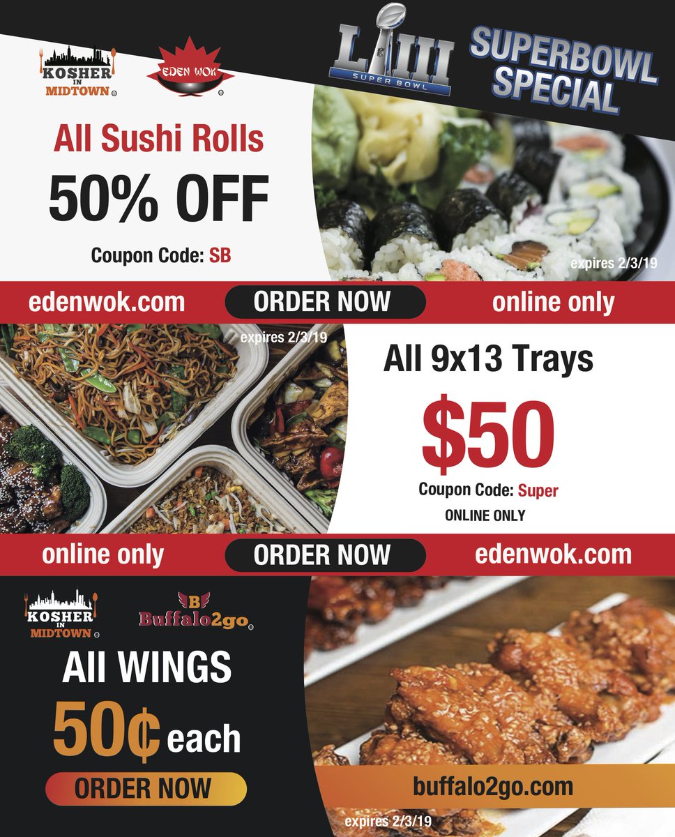 edenwoknyc's tweet image. Plan your Super Bowl party with Kosher in Midtown! Order Online: kosherinmidtown.com #edenwok &amp;amp; #buffalo2go #kosherinmidtown #superbowl #superbowlnyc #superbowlparty #superbowlcatering #superbowlfood