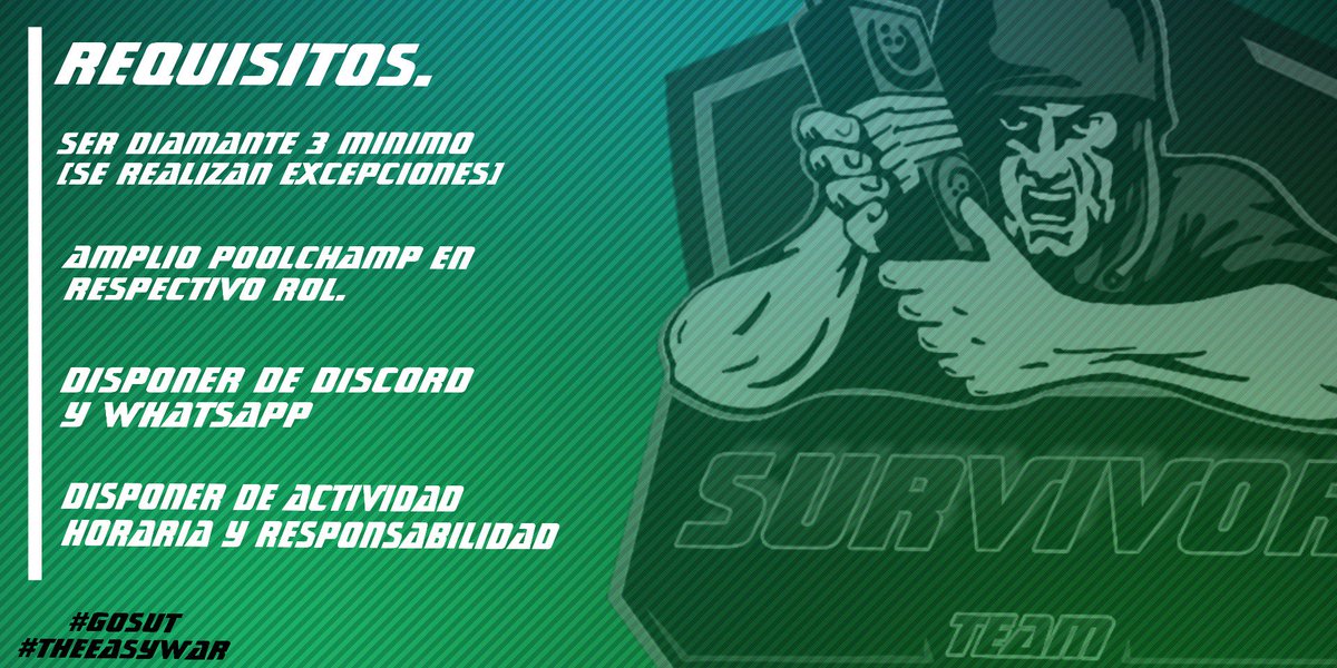 SurvivorTeam_'s tweet photo. 🗡️Survivor team anda buscando jugadores para un segundo roster!

                        ⚔️

🏹¡Unite a nosotros!🏹

 [Requisitos en la foto]. https://t.co/HaEsV973td