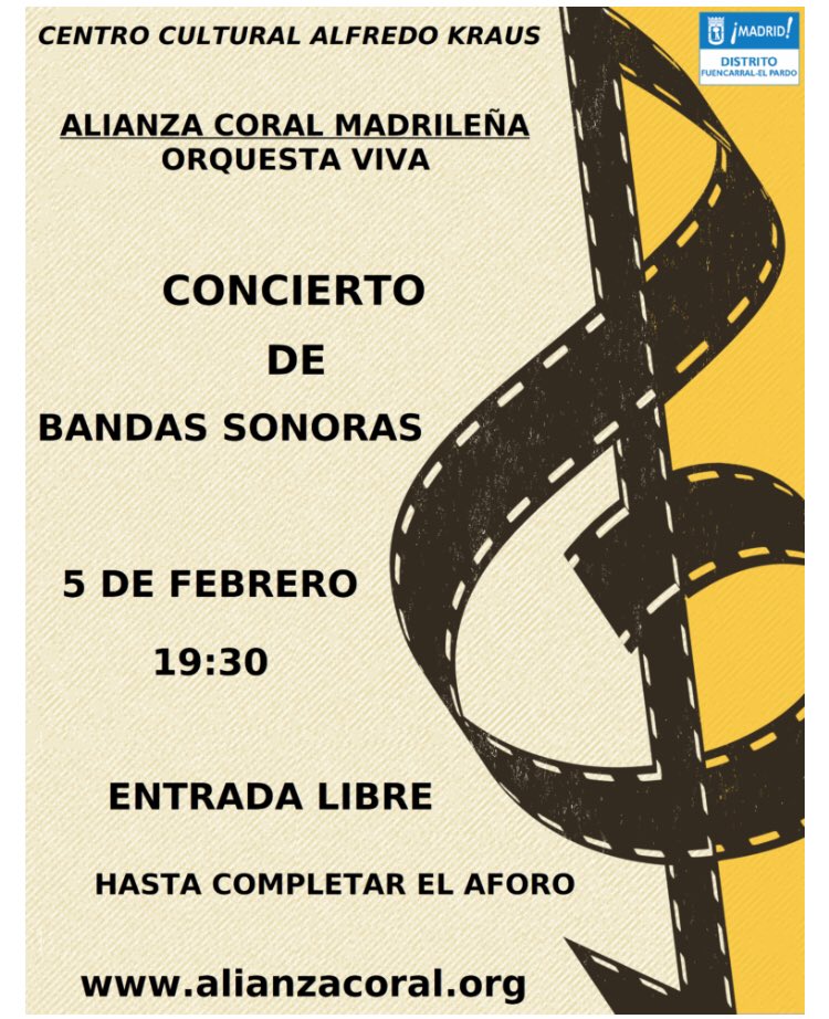 Ultimando nuestro próximo concierto de bandas sonoras el martes 5 en el centro cultural Alfredo Kraus, ¡no os lo perdáis! #Cultura #Música #music #Madrid #Concierto #GRATIS #free