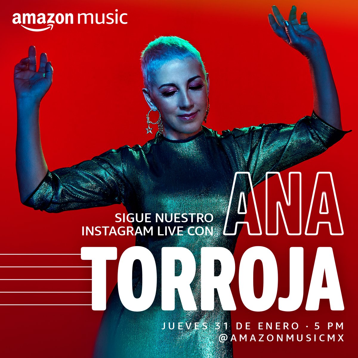 AmazonMusicMX's tweet photo. Cosas que pasan a las 5:

✔️ Se cierra la barra del 33
✔️ Empieza el Instagram Live de @Ana_Torroja en #AmazonMusicMX

¡Síguenos y no te lo pierdas! "Alexa, pon Ana Torroja". https://t.co/b4WJRxDDuR https://t.co/aL6HReWK1p