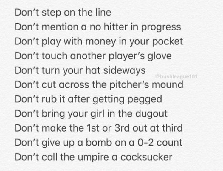 ReaIKentMurphy's tweet image. Unwritten rules of baseball players 😂😂😂