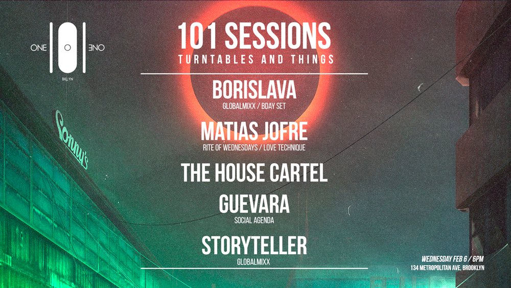 SocialAgendaNyc's tweet photo. 101 Sessions 
presents 
Turntables and Things at 
101Brooklyn 
(134 Metropolitan Ave, Brooklyn NY)
Wednesday Feb 6 featuring the finest house and techno from Borislava, Matias Jofre, The House Cartel,  Social Agenda very own @Guevara__dj and Storyteller. https://t.co/krtBq0qnck