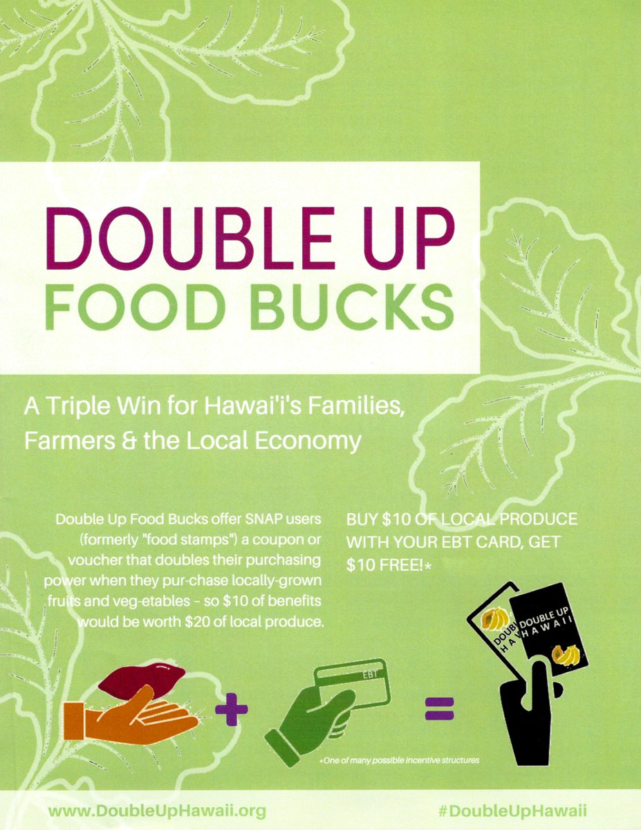 #DoubleUpHawaii is a WIN-WIN-WIN for #SNAP customers, local farmers and the Hawaii economy! Stop by our table today at <a href="/HFBfms/">Hawaii Farm Bureau Farmers' Markets</a> Blaisdell Farmers Market to learn more  //  ***** Blaisdell is one of the few Oahu farmers markets where #SNAP is welcome *****