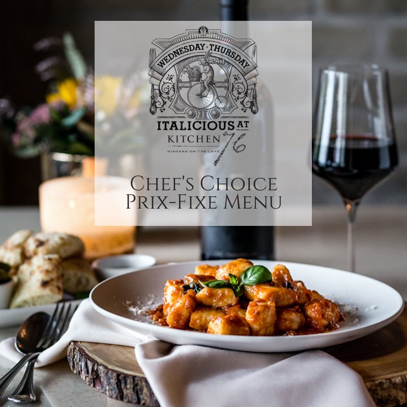 Join us at Kitchen76 for 🇮🇹Italicious🇮🇹 every Wednesday &amp; Thursday for Chef’s choice of menu items which change often! Lunch $35 and Dinner $45 
twosistersvineyards.com/Events/Winery-…