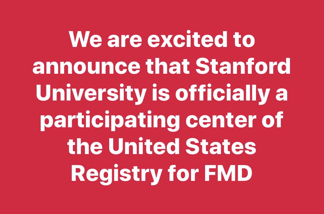 FMDartery's tweet photo. We would like to welcome Stanford as our newest FMD Registry Center! https://t.co/U0unOnIn6y