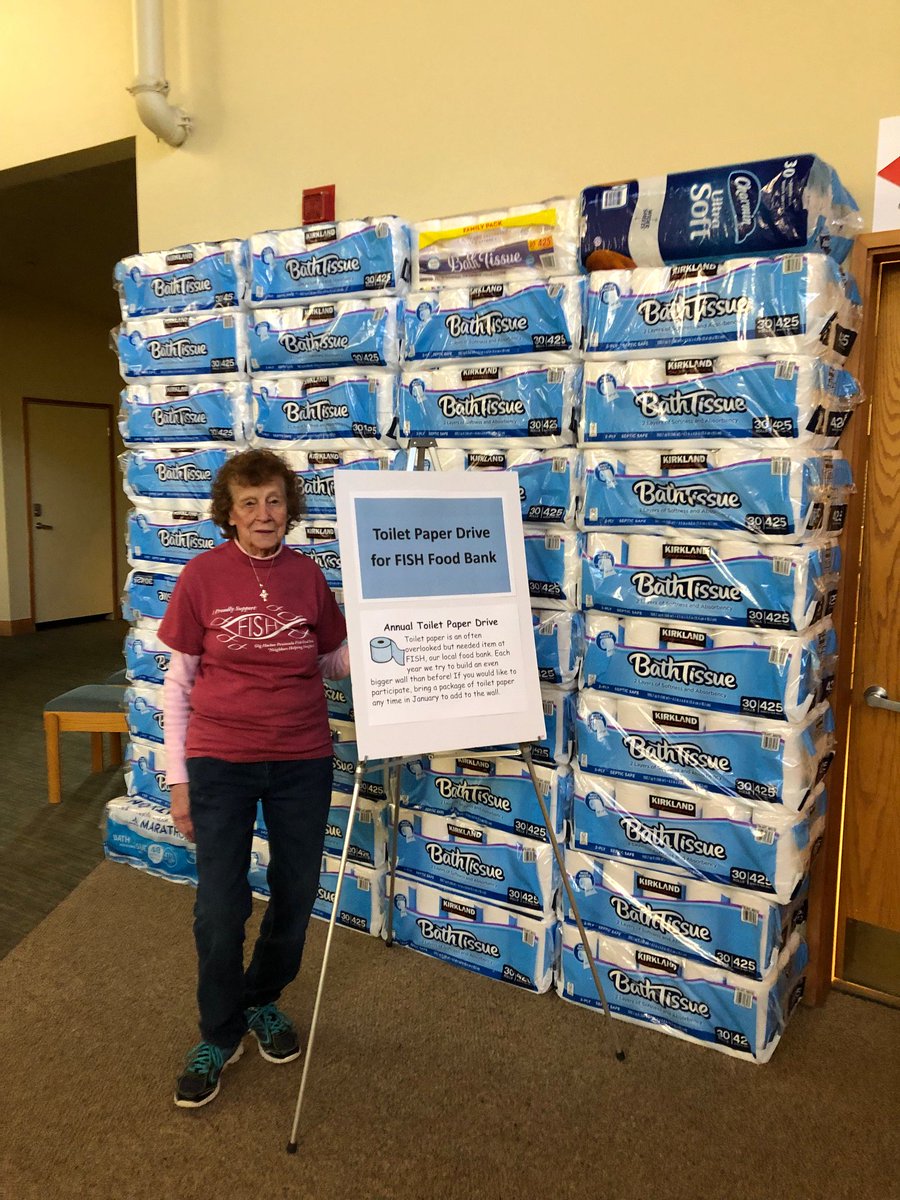 Thanks to <a href="/ADLCGigHarbor/">Agnus Dei Lutheran Church</a> for your Wall o' Toilet Paper! #neighborhelpingneighbor