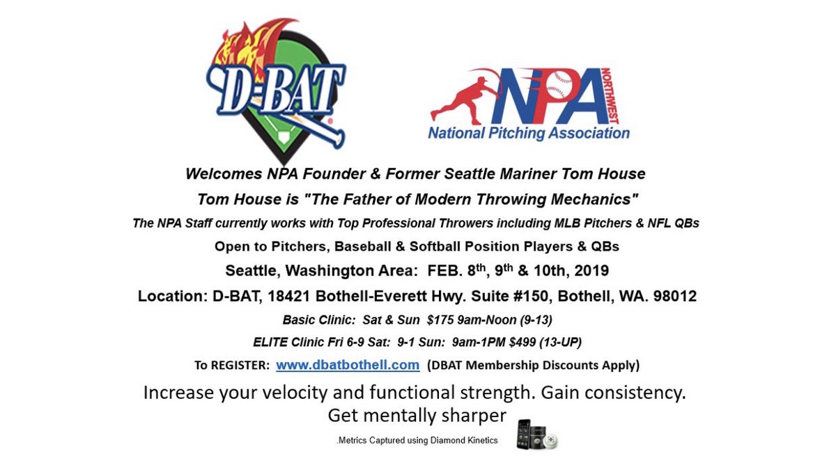 DBATBothell's tweet photo. Next weeks National Pitching Association Camp is quickly approaching. Membership Discounts apply at check out. #DBATBothell #TeamDBAT #Better2Day https://t.co/5kmxcUgpsV