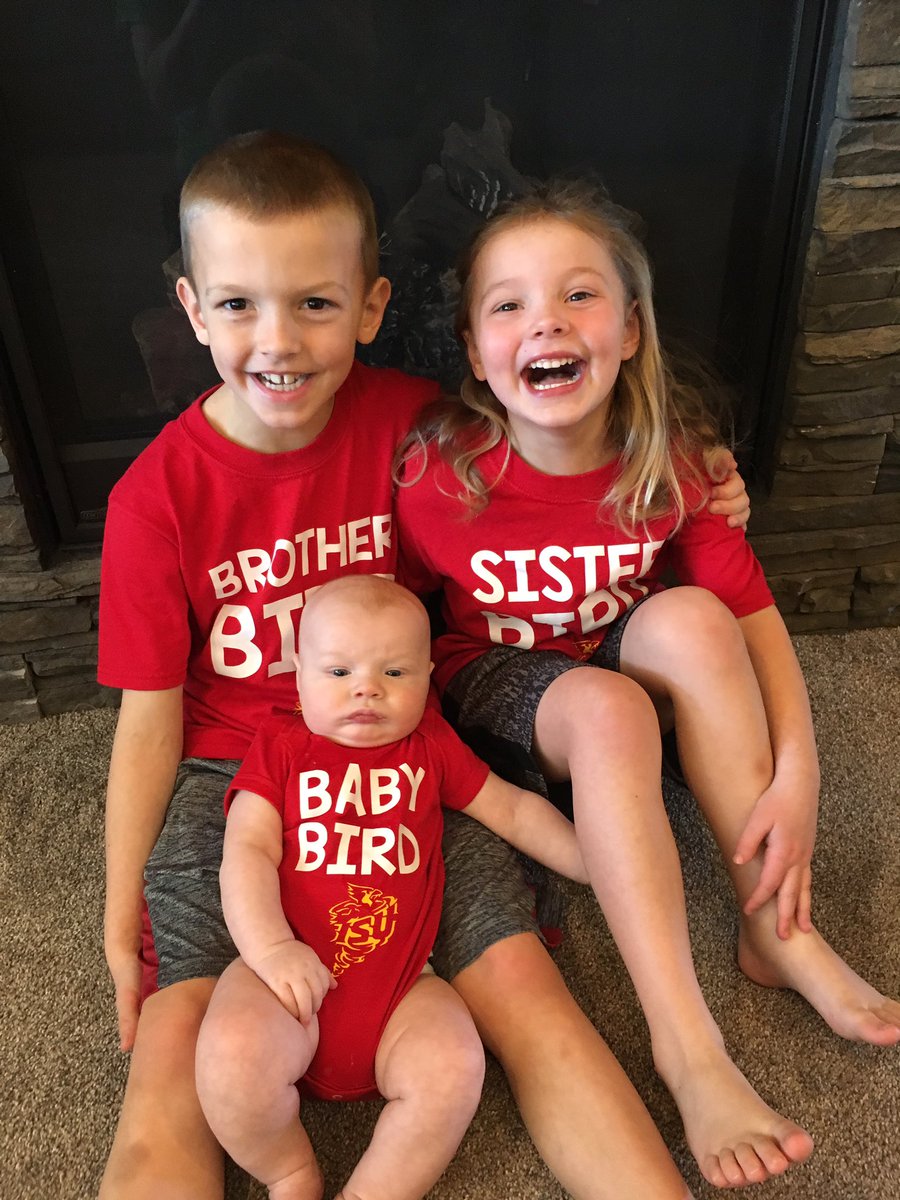 steph7nurse's tweet photo. @jdtrey3 @CycloneATH @CycloneMBB starting them young and raising them right! Brother bird. Sister bird. Baby bird.            ❤️🏀🌪💛 https://t.co/EJ5JQOQBfA