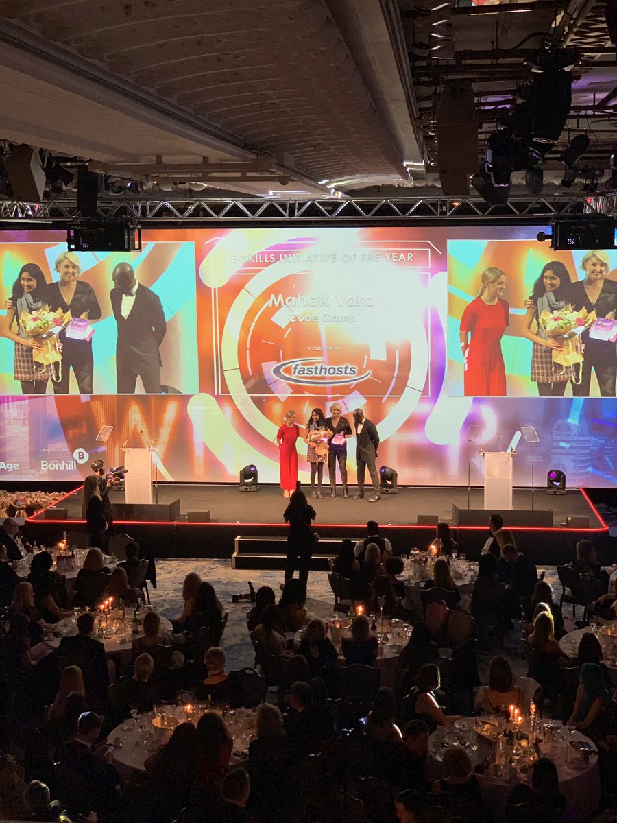 mahek_vara's tweet image. I am super delighted and humbled to have received the E-skills Initiave of the Year from @womeninitawards and @Fasthosts for my work with @CodeCamp3! There were over 800 nominations and to have won such a #prestigious award!