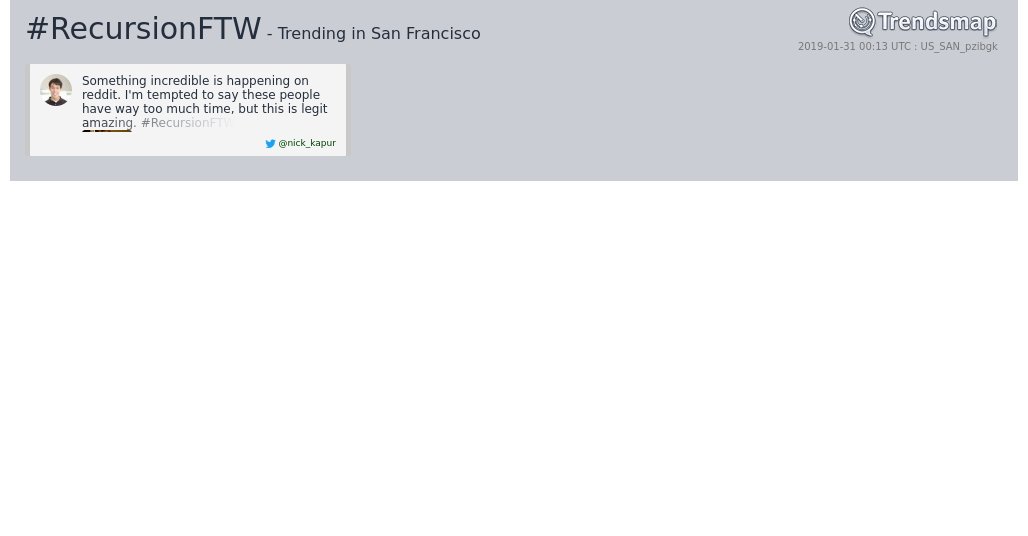 TrendsSF's tweet image. #recursionftw is now trending in #SF

trendsmap.com/r/US_SAN_pzibgk