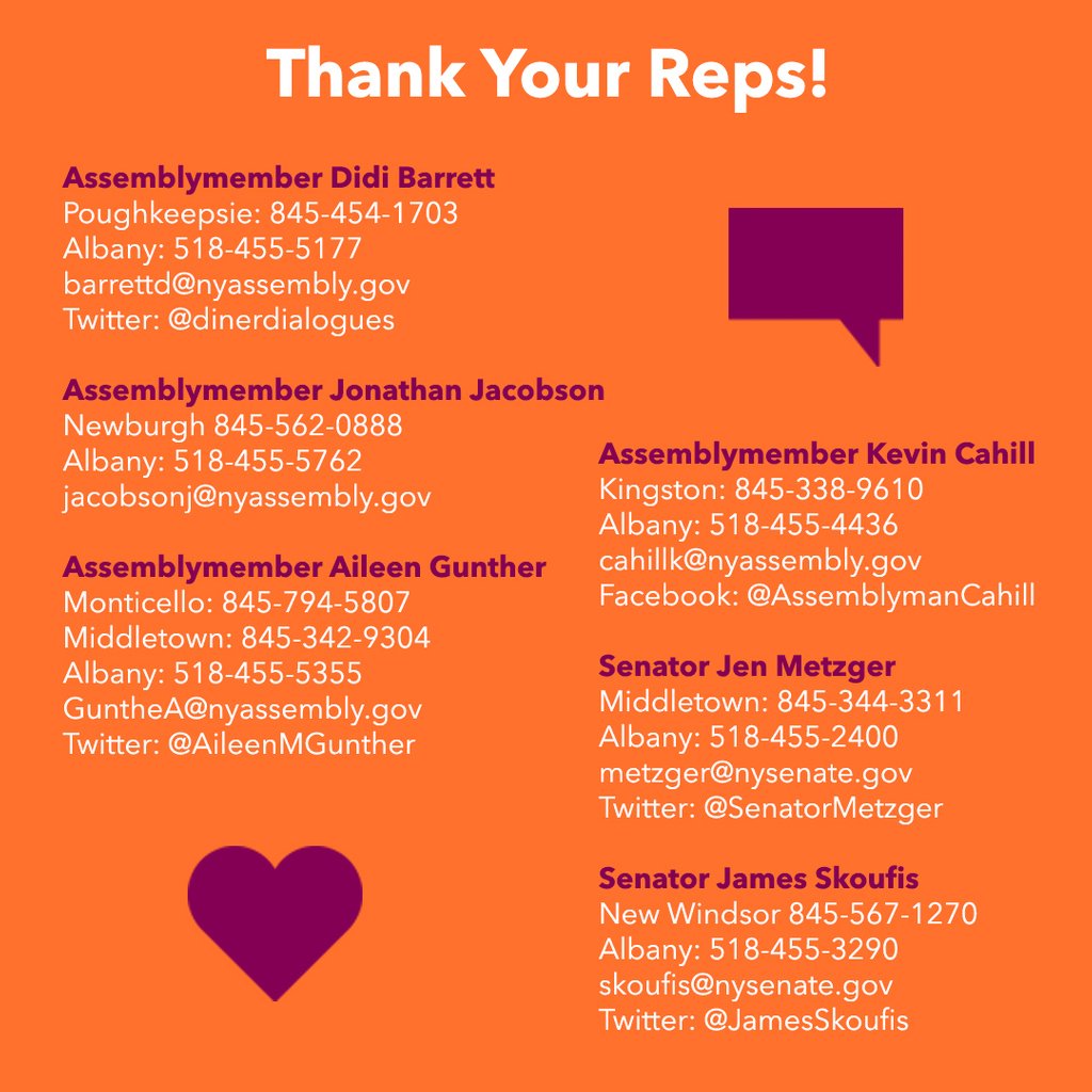 PPMHVAction's tweet photo. Your legislators should hear from YOU, Mid-Hudson Valley! Whether you call, email, tag them or use our link to reach out, saying THANK YOU after win is just as important as showing outrage before one. https://t.co/QWpVqoF8ba #passRHA #passCCCA #BossBill https://t.co/naztKltHP4