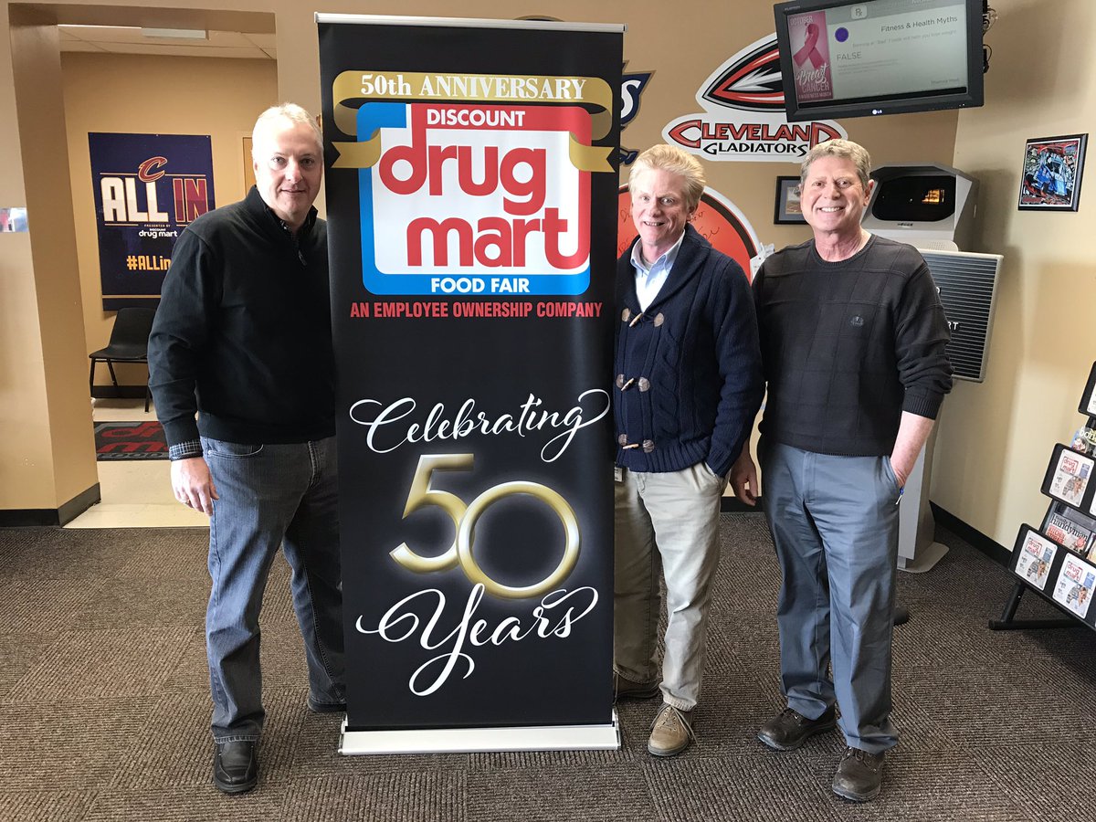 billwillswtam's tweet photo. Thanks to Dave Bergman &amp; Dave Baytosh for the tour of @Drug_Mart corp headquarters today. I’m excited to be their new spokesperson for their celebration of 50 years of “Saving you the runaround” @wtam1100 #iHeartRadio partner https://t.co/E51FFXHda2