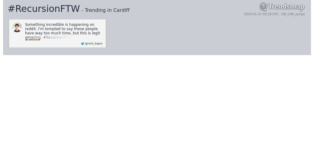 TrendsCardiff's tweet image. #recursionftw is now trending in #Cardiff

trendsmap.com/r/GB_CAR_pzrqxj