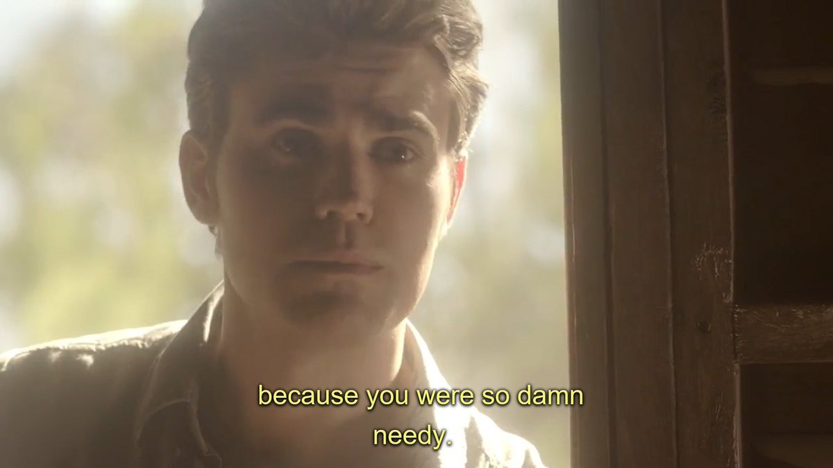 one of my biggest problems with stefan was is inability to ever take any responsibilty for his actions. yes, damon convinced him to drink human blood again in 1912, but it was also stefan's choice to listen to him and go through with it. he wasn't forced.