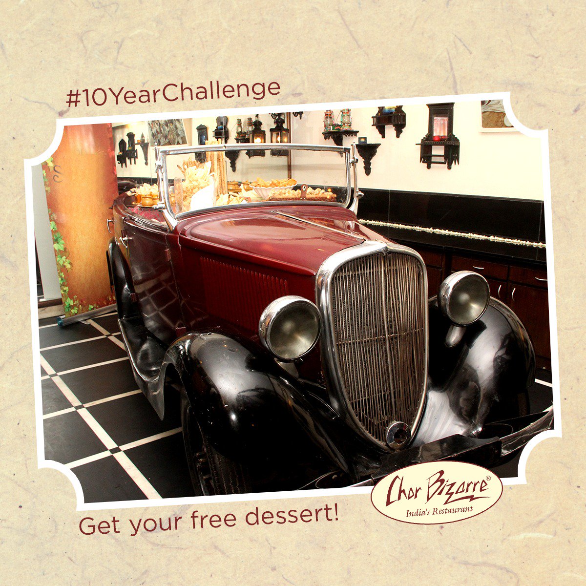 chor_bizarre's tweet photo. #contestalertindia Win a free dessert for your whole table by guessing the age of our vintage #Fiat at #ChorBizarre! Follow the link to participate https://t.co/4237Z2FMBd

#ContestAlert #GiveawayAlert #ContestIndia #contesttime https://t.co/Xa75JyyWUf