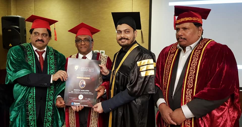 AShamoor's tweet image. We are delighted to share that our COO Received Honorary Doctorate for the work done in Blockchain by EDU- USA ( The only University entirely dedicated towards Blockchain education. )

Also appointed as the Global Blockchain Ambassador for the University
#QuickXProtocol #crypto