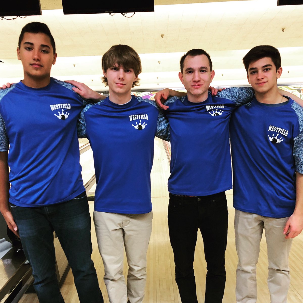 Dante Morales, Will Shepherd, Dylan Kurstedt and Austin Peterson representing Westfield in tonight’s U.C.I.A.C Individual Tournament. 🎳😈