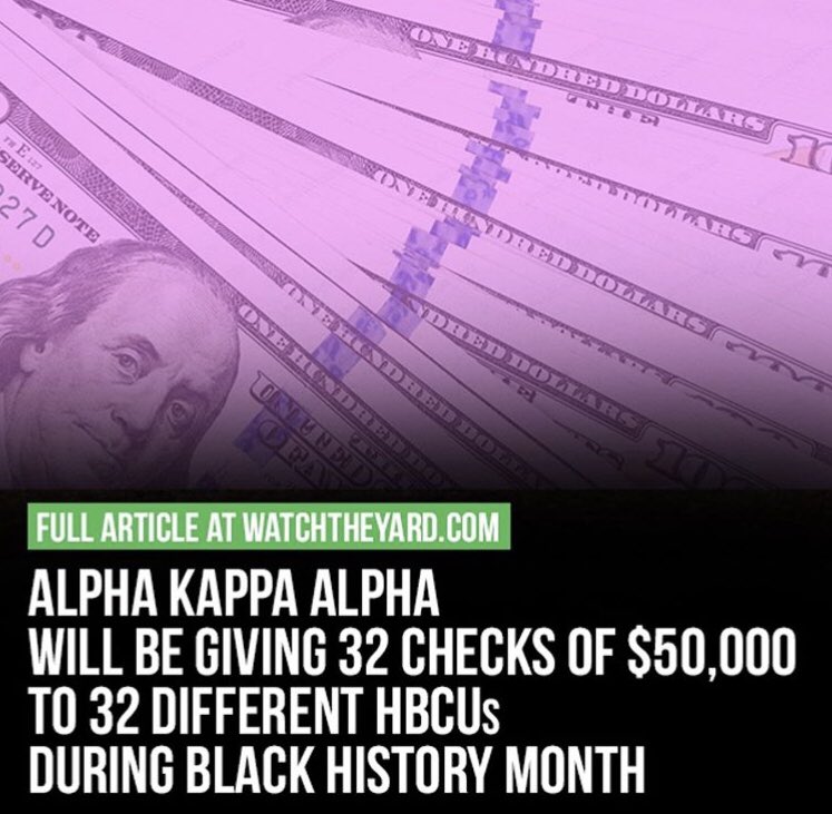 uAPb_1951_AKA's tweet photo. Alpha Kappa Alpha Sorority, Incorporated is giving 32 checks of $50,000 to HBCU’s during Black History Month and Dear Mother @uapb is one of those 32!! Go to @watchtheyard to get the entire list!! 💗💚 #AKA1908 #uAPb #BeEthel #AKAPearlfection #HBCU4Life https://t.co/agqI5FEpEP