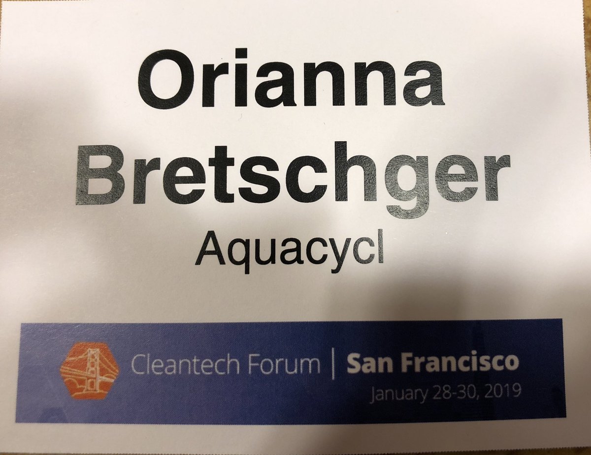 H2Orianna's tweet photo. It was an honor to present @Aquacycl today at the #cleantechSF conference. Thank you @cleantechgroup and @ImagineH2O for the opportunity! https://t.co/2igXtcfVWX