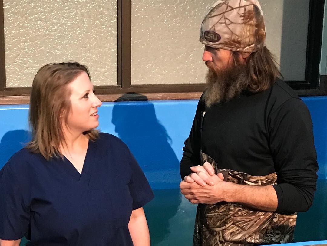 MissyDuckWife's tweet photo. After cooking us homemade burgers, Phil shared the simple message of Jesus’ love and sacrifice and how surrendering to Christ brings peace and forgiveness. Three of these Laminin ladies surrendered today, and Jase baptized them into Jesus. What an awesome day! https://t.co/lipDX5qeRq
