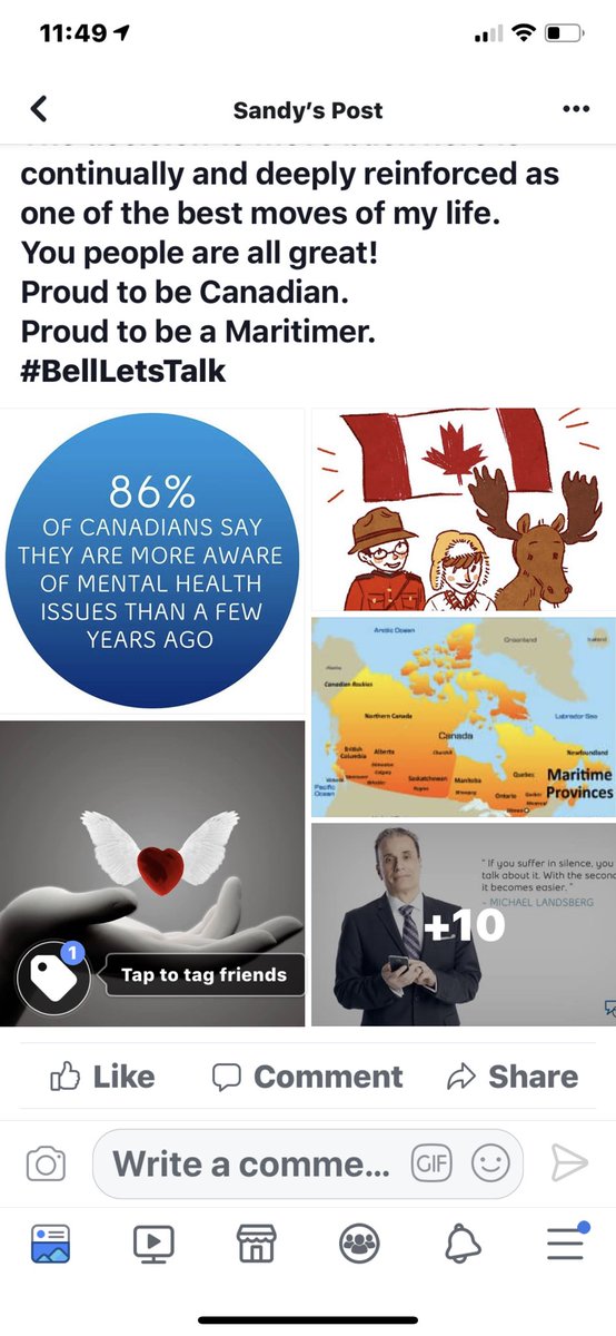 SandyPembroke's tweet photo. @LiannePerry @anitakirkbride Yes. Grrreat discussion! #progresnotperfection Here’s my quick thoughts from Facebook. (My account is wide open and public if you wish.) 
#BellLetsTalk https://t.co/gZqG2yDEq2