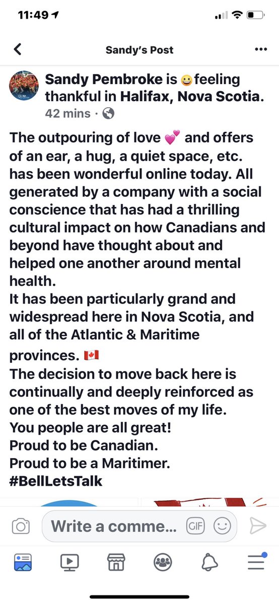 SandyPembroke's tweet photo. @LiannePerry @anitakirkbride Yes. Grrreat discussion! #progresnotperfection Here’s my quick thoughts from Facebook. (My account is wide open and public if you wish.) 
#BellLetsTalk https://t.co/gZqG2yDEq2