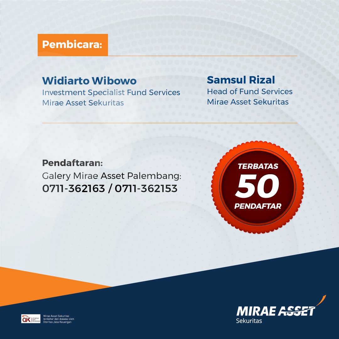 maxfund_id's tweet photo. Halo Palembang! Yuk ikutan gathering "Investasi Zaman Now itu Mudah" tanggal 8 Februari mendatang! Gratis dan terbatas untuk 50 peserta saja lho!

#maxfund #miraeassetsekuritasid #reksadana https://t.co/wiGKWjTho0