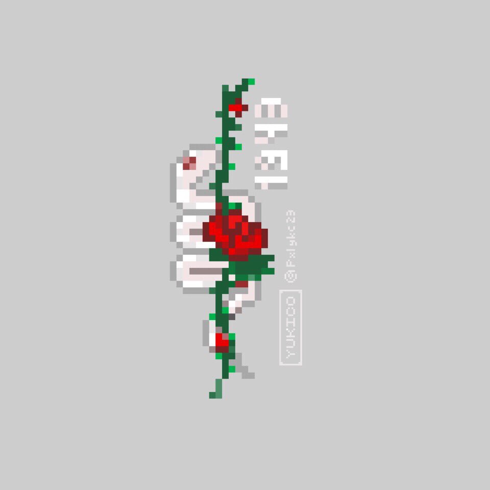 در توییتر 1943 Wh ドット絵 Pixelart 蛇と薔薇 ヘビ バラ Snake Rose