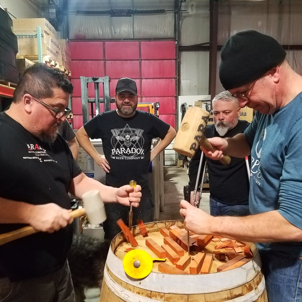 Preparing paduk wood for our <a href="/ParadoxBeer/">Paradox Beer Company</a> <a href="/purposebrewing/">Purpose Brewing</a> collab <a href="/BierBouckaert/">Peter Bouckaert</a>