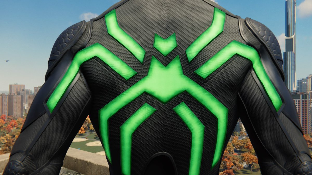 ◦ Stealth (“Big Time”) Suit ◦⌁ suit power: creates a distortion field that obscures you from non-alerted enemies’ vision (makes you invisible)⌁ actually like the green⌁ don’t wear it often but it’s cool⌁ created in the comics to counteract hobgoblin’s sonic screams