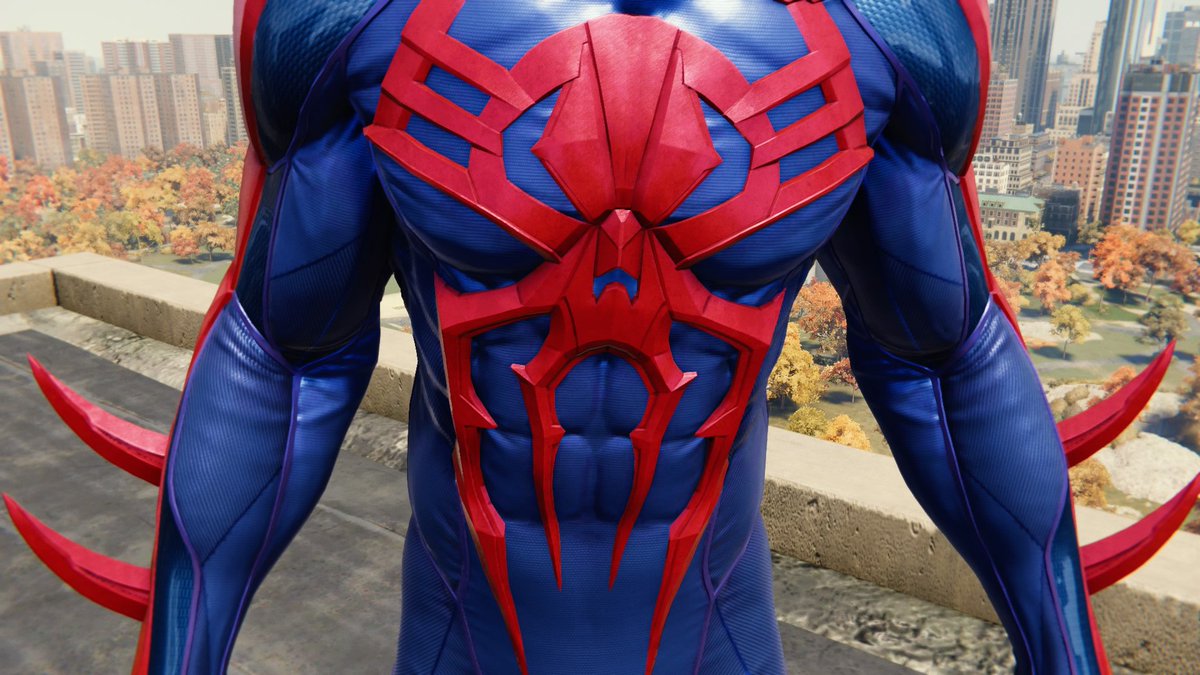 ◦ Spider-Man 2099 Suit ◦⌁ suit power: decrease gravity while in the air⌁ shoutout to miguel o’hara⌁ doesn’t have a spider logo on the back which threw me off⌁ pointy fingers and death spikes on the arms, love it⌁ made out of the same stuff the fantastic four use