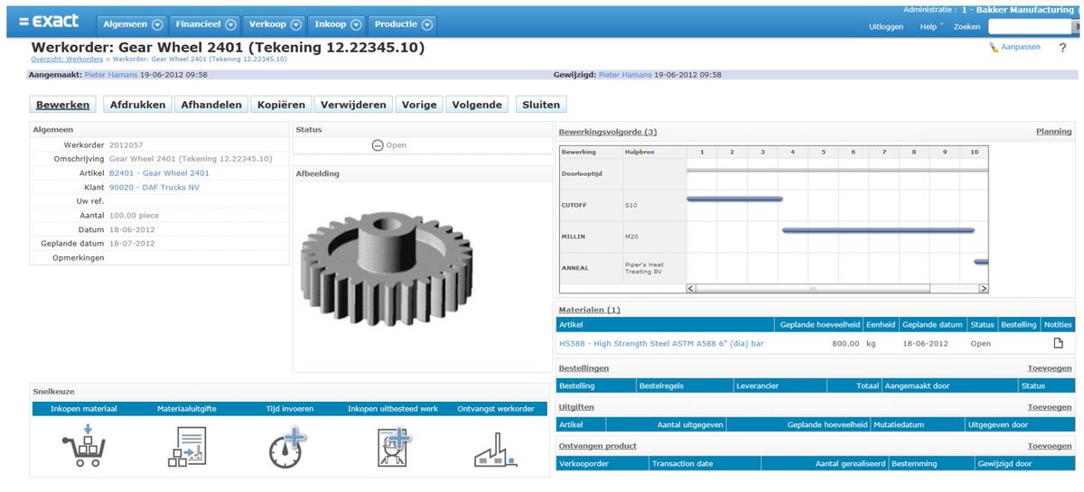 Throwback Thursday: Zo zag de werkorder van Exact voor Productie er uit in 2012. Wat een verschil in zes-en-een-half jaar! <a href="/Exact_NL/">Exact Nederland</a>