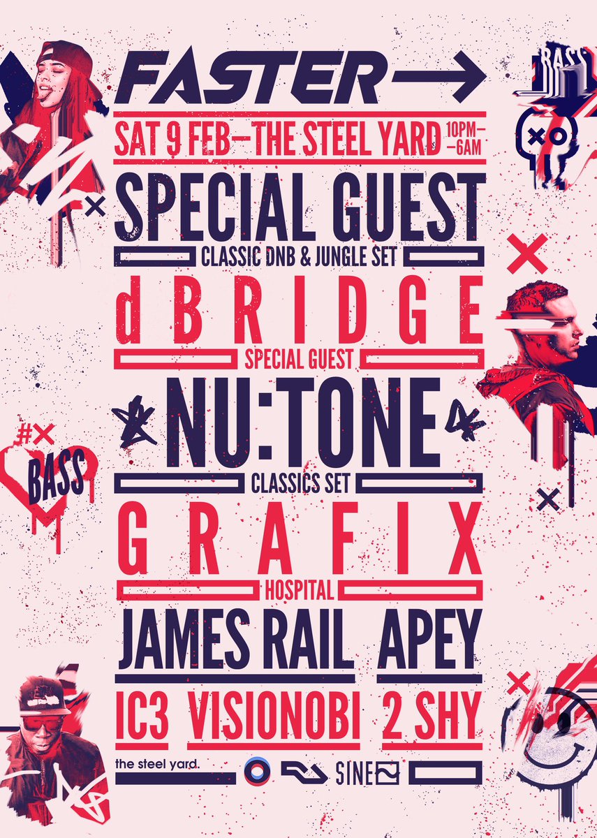 fasterdnb's tweet image. We’ve just announced @dBridge on our #FasterDnB 002 lineup alongside #Grafix @nutone @2SHYMC @Elmatador3 @JamesRaildnb @CirclesDnBUK and more at @thesteelyardLDN #DnB #Drumandbass Don’t forget the last special guest was @djmarky 😉