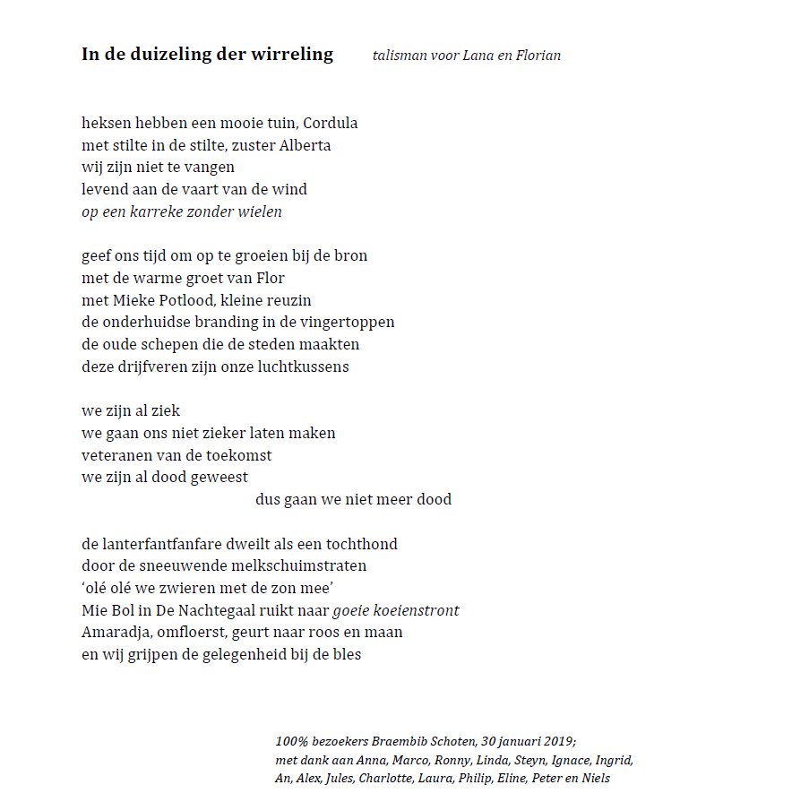 gemSchoten's tweet photo. Voor #Gedichtendag schreef Peter Holvoet-Hanssen prachtig gedicht 'In de duizeling der wirreling'. ✍📃😍

Met input van Schotenaren ging hij aan de slag. Het resultaat lees je hier. 👇👇👇

Bewonder het kunstwerk tijdens de #Poëzieweek (tot 6/2) op ramen van #Braembib #Schoten. https://t.co/rnjowD0hkl