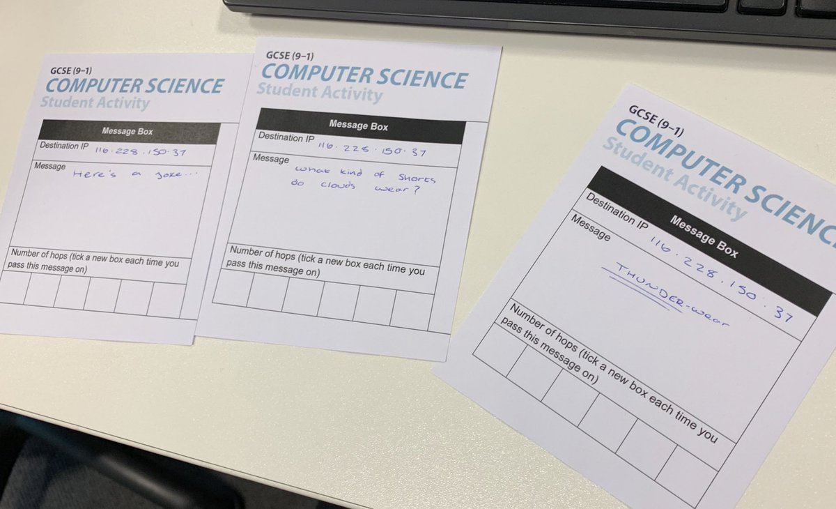 LGGSComputing's tweet image. Y10 have gained a thorough understanding of packet switching today playing the roles of routers and packets #1point5networks #ocrcompsci #packetswitching