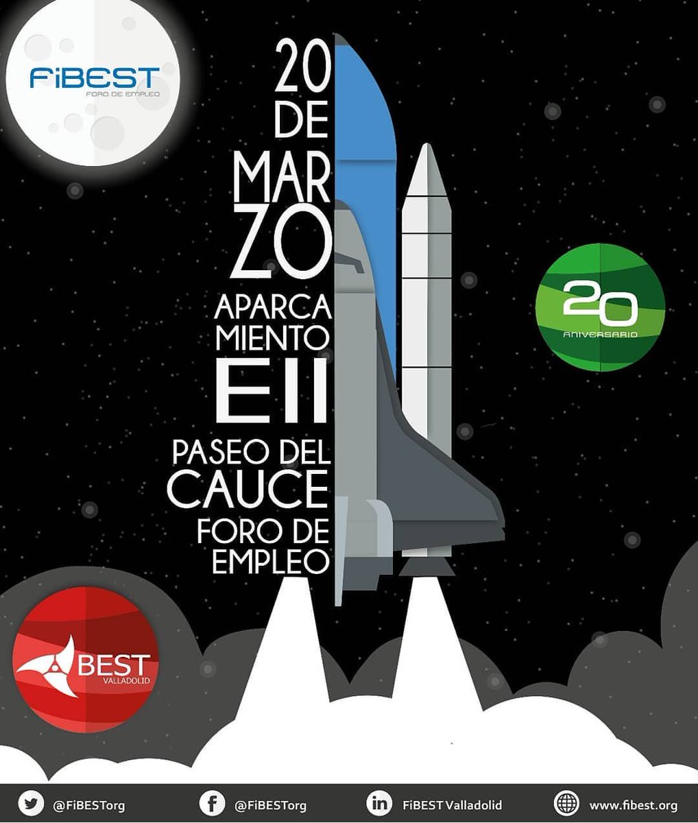 BESTValladolid's tweet photo. FiBEST, el mayor Foro de Empleo de Catilla y León realizado por y para estudiantes, ya arranca motores para su XX Aniversario. Tendrá lugar el 20 de Marzo en la sede Paseo del Cauce de la Escuela de Ingenierías Industriales (Valladolid).💼👩‍💼👨‍💼
BORN TO FLY!!🛫🛫 https://t.co/XSujMTSNBk