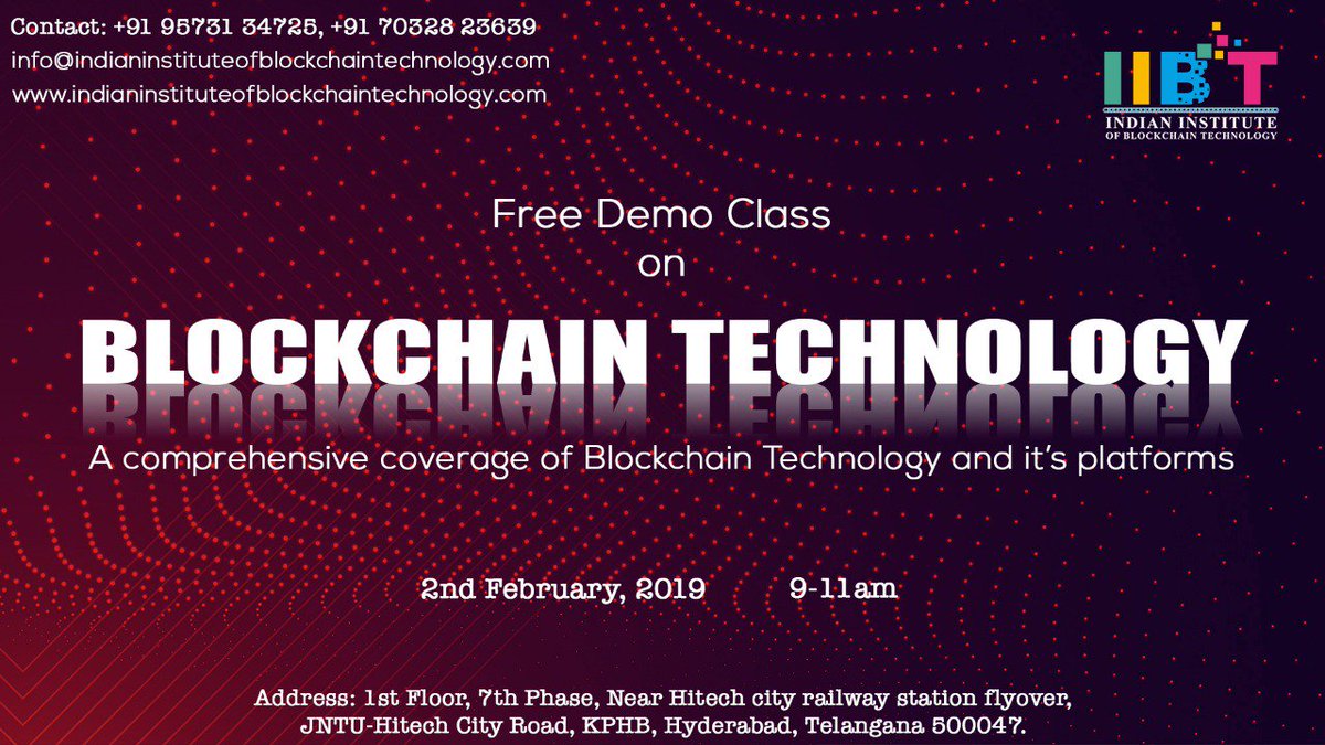 IIBTHyderabad's tweet photo. We IIBT is India's first Blockchain dedicated institute. It is one of the most capable institutes in Hyderabad that offers hands on real time industry based projects and a deep practical knowledge. 
Website:  https://t.co/esV2pSdhQ7
#IIBT #Blockchaintechnology #Hyderabad #Kphb https://t.co/F11xCyuHZw