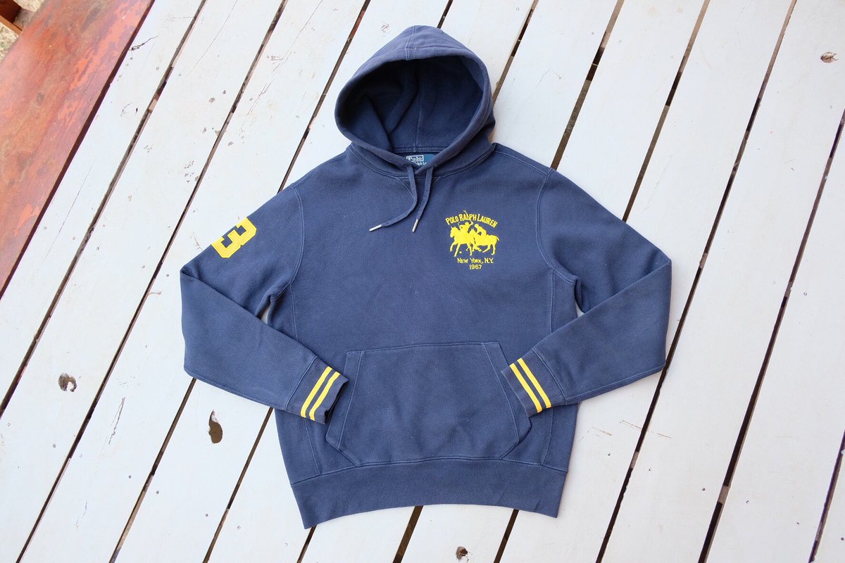 navy blue and yellow polo hoodie