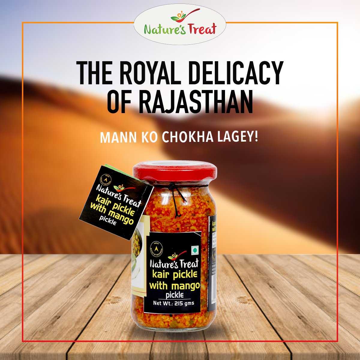 Devour the royal #NaturesTreat Kair pickle with mango, hand curated with rich ingredients from the distinctive land.

Now available on <a href="/amazonIN/">Amazon India</a> Order Now bit.ly/ntorder 

#NaturesTreat #IndianPickles #Healthy #IndianCuisine #picklelover #Indian #indianfood