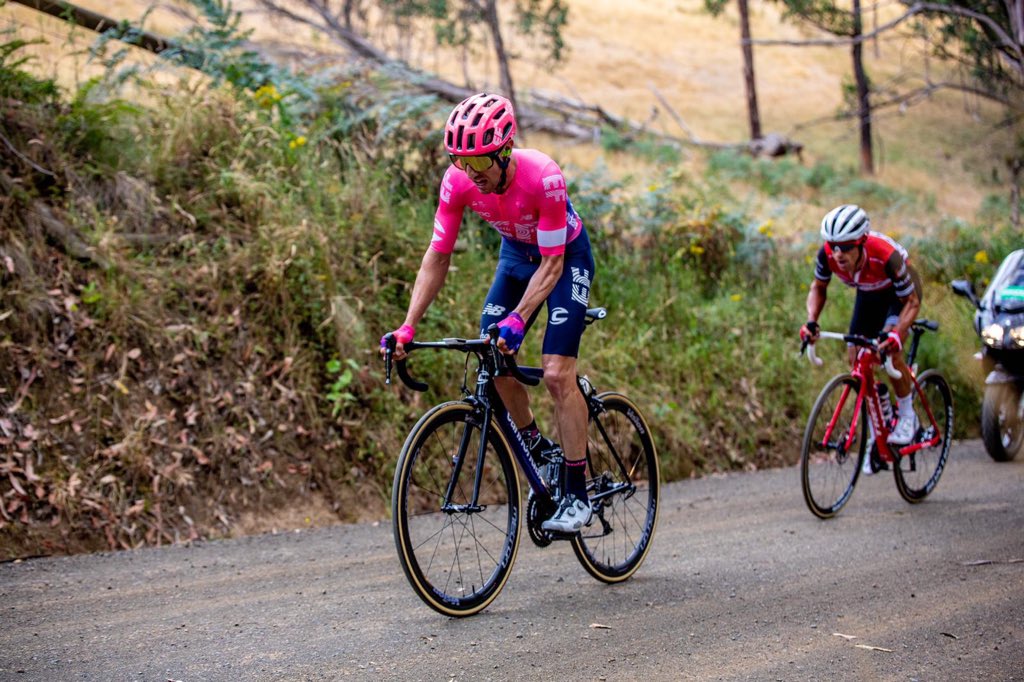 rapha's tweet photo. Gravel attack. @rusty_woods pips Porte and makes it two for two at the @HeraldSunTour #GoneRacing https://t.co/PFQikiWI6J