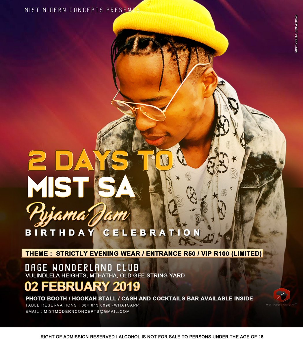 _MistSA's tweet image. We are making history on Saturday 02 February! We are Filling Up Dage Wonderland to maximum capacity 🔥🔥🔥

With Just 2 day ahead of us, Let's Get Our outfits ready 🚀🚀

#DJMistBirthdayCelebration2019 ##PyjamaJam #DageWonderlandClub #WeCantWaitForFebruary2nd