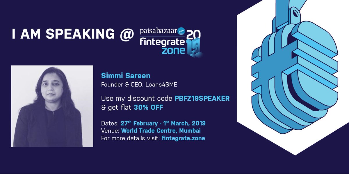 Loans4Sme's tweet photo. Our founder @SimmSareen is speaking at @FintegrateZone - India's largest #fintech conclave. 
Use the code PBFZ19SPEAKER while booking your tickets, and join us at #FZ19.  @FintegrateZone #PBFZ19 #FZ19 #CountdownToFZ19 https://t.co/aOo18KAZZK