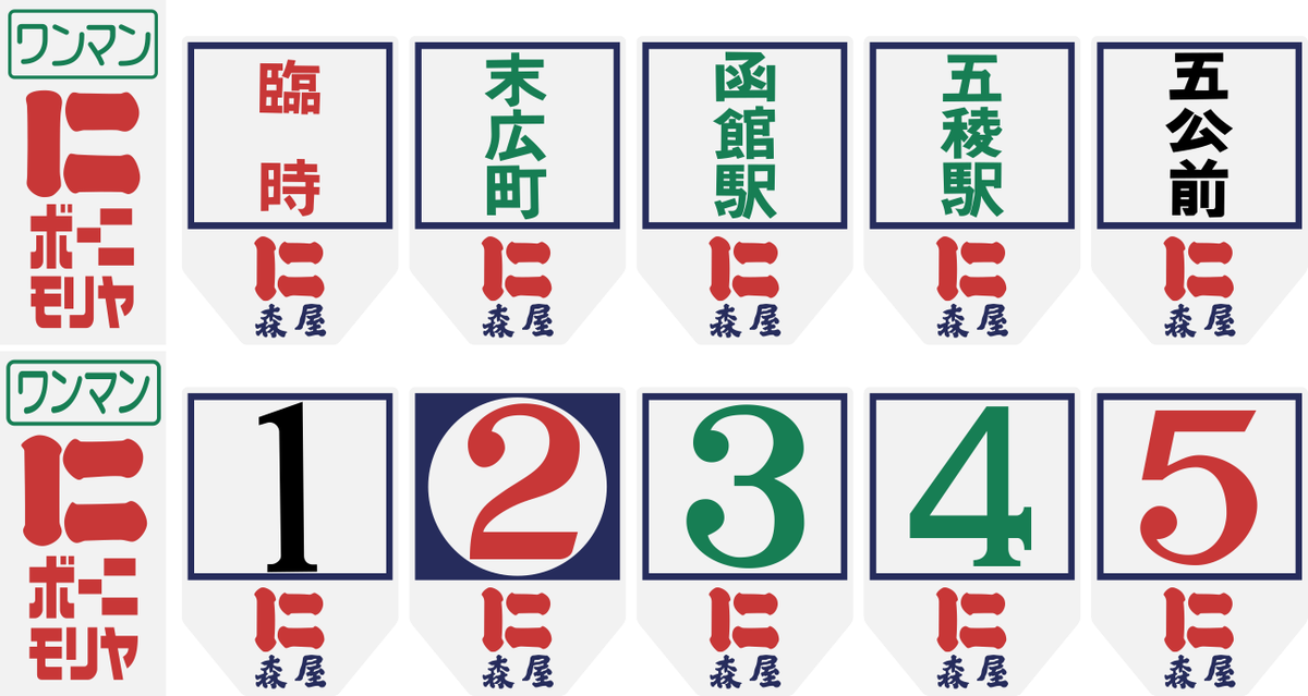 えいだんねこ En Twitter 誰得素材 函館市電 棒二森屋の広告つき系統板 ワンマン表示板 系統番号は系統図の色を適当に付けただけやから 合ってるかどうか分からんよ