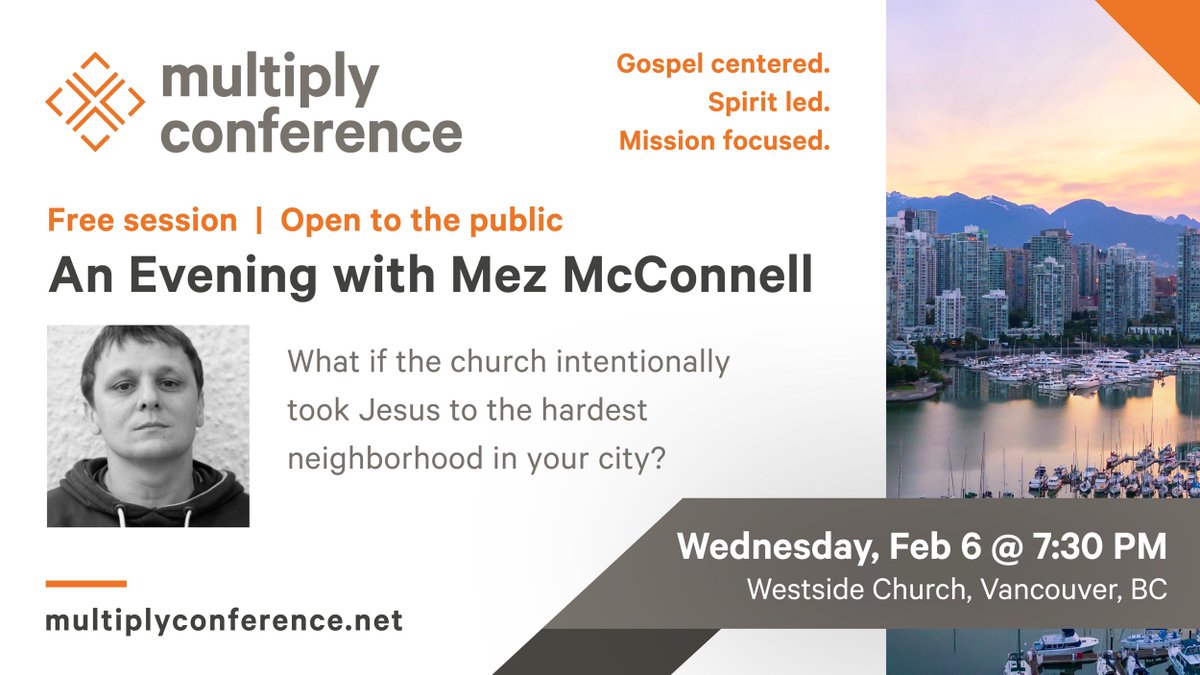 TGAOC's tweet photo. Join us for a free Multiply Conference session next Wednesday!

Mez McConnell’s personal story of life transformation will challenge you and the vision of 20schemes will rock most traditional church models.

No registration necessary. Bring your friends!
https://t.co/sKYep3KpMk https://t.co/DgouLmk6qv