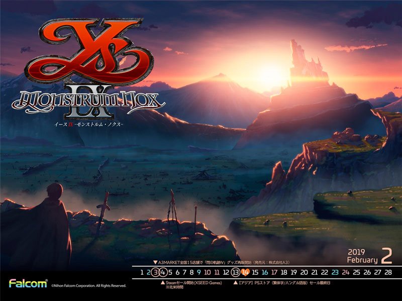 日本ファルコム En Twitter 19年2月のファルコムカレンダー壁紙を配信スタート 19年発売予定ps4 イース Monstrum Nox モンストルム ノクス のイメージイラストを使用したカレンダー壁紙です 4kサイズまで対応 T Co 8wo9thf61k Ys9