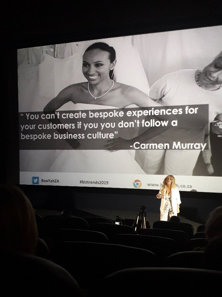 booyensyolandi's tweet photo. "Shape your own trends! Don't follow them!" Providing unique insights on customer centricity @CarmenMurraySA! #untrend to innovate!! #BizTrends2019 https://t.co/Cr4Ud9mxWV