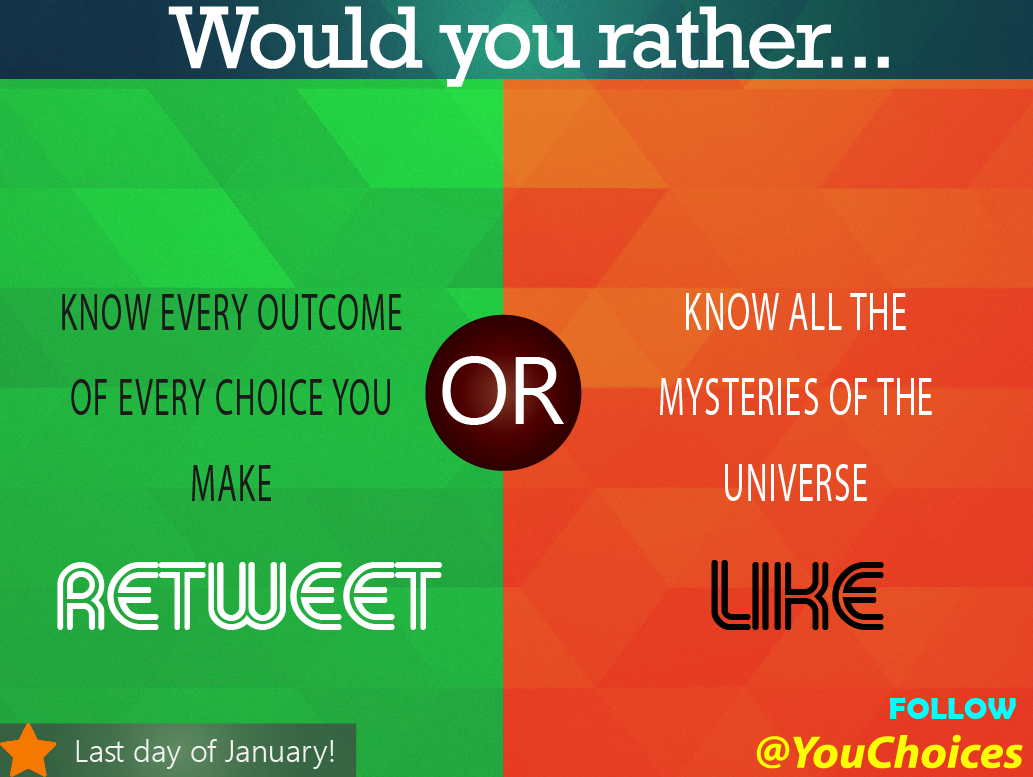 YouChoices's tweet photo. Would you rather... https://t.co/FCuAwmVwtI
